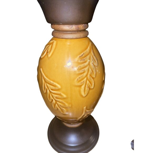 Target Brands Leaf Embossed Ceramic Pillar/Taper Candle Holders 3.5" D x 8.9" H - Picture 7 of 12